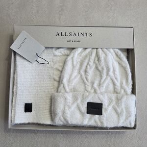 ALLSAINTS Wool Blended Cable Beanie & Scarf Gift Box